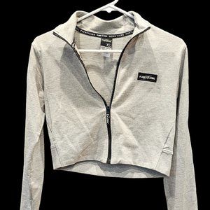 Zip-up crop sweatshirt – Light Grey xs, the material is thin